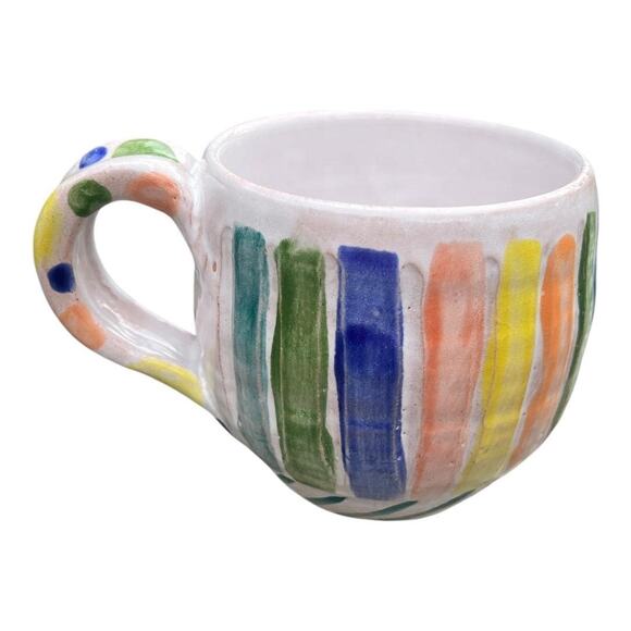 Multi Color Stripes & PolkaDots Pottery Coffee Mug - Picture 13 of 15